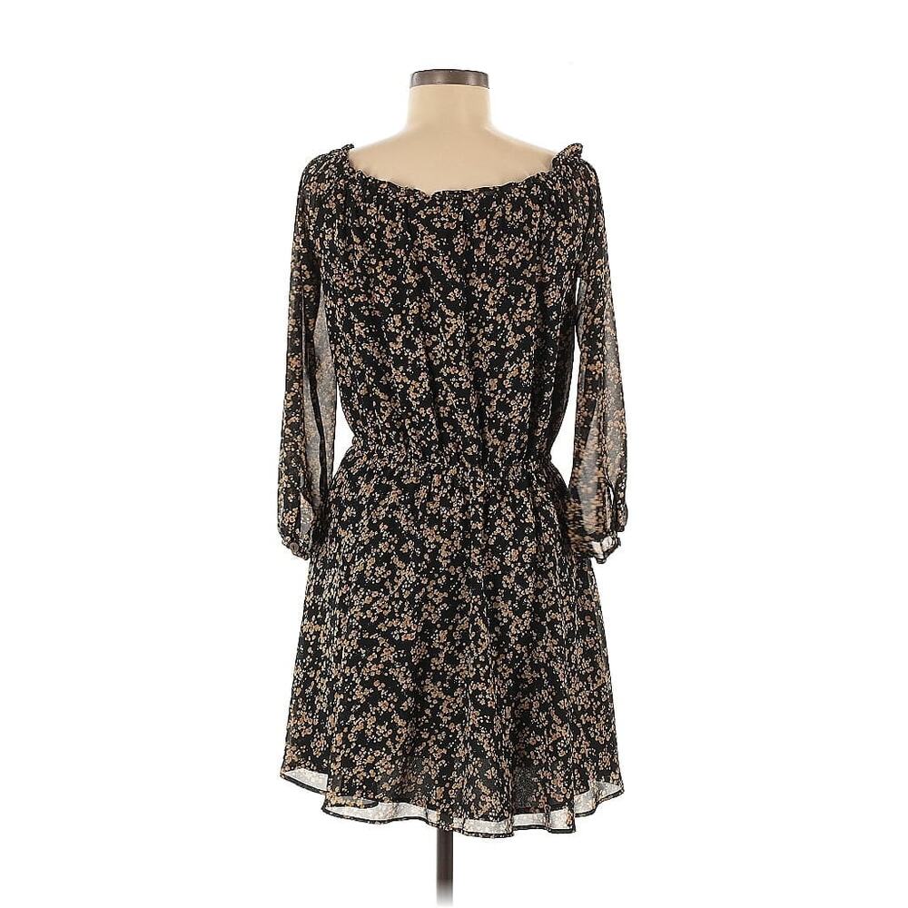 Miss Me Black Paisley Mini Dress Boho Peasant Sheer Sleeve Size S Festival Chic